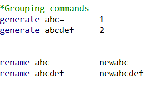 group commands in do file